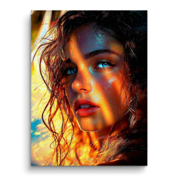 Retrato de mujer radiante bajo el sol - cuadro en lienzo