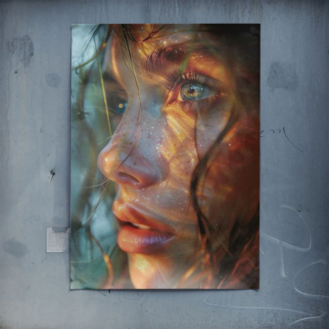 Portret kobiety w złotym świetle - plakat