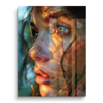Golden Light Woman Portrait PVC Gloss Art