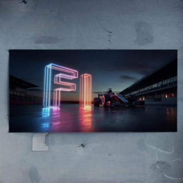Voie des stands de Formule 1 au néon - poster