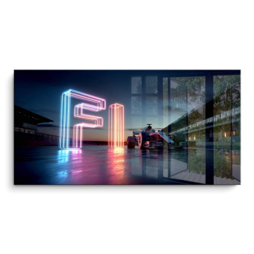 Neon-Boxengasse der Formel 1 - PVC-Bild glänzend