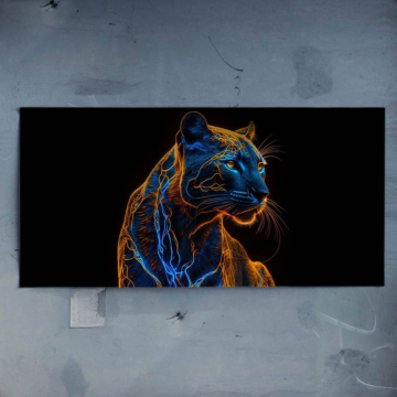 Neonowy portret pantery - plakat
