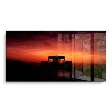 Carrera al atardecer inspirada en Fórmula 1 - cuadro PVC brillante