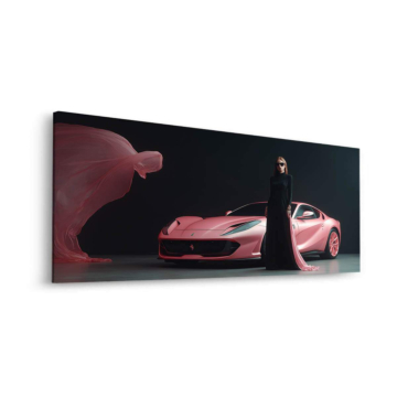 Pinkes Modemotiv inspiriert von Ferrari - Dibond-Bild matt