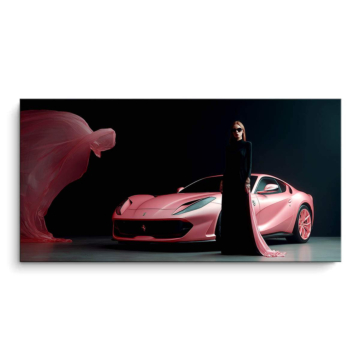 Pinkes Modemotiv inspiriert von Ferrari - PVC-Bild matt
