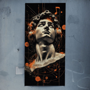 Classical Statue Music Collage Poster Art