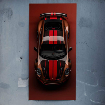 Rot Streifen Auto inspiriert von Porsche - Poster