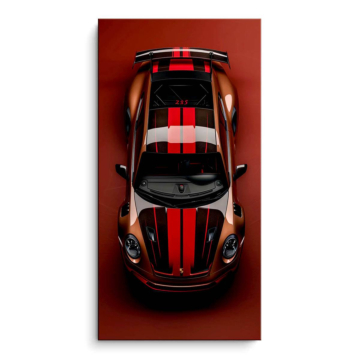 Porsche à bande rouge - tableau PVC mat