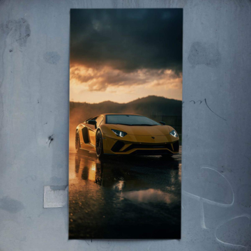 Gelber Supersportwagen inspiriert von Lamborghini - Poster