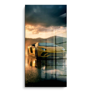 Gelber Supersportwagen inspiriert von Lamborghini - PVC-Bild glänzend