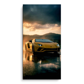 Gelber Supersportwagen inspiriert von Lamborghini - PVC-Bild matt