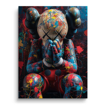 Kolorowa postać inspirowana KAWS - obraz na matowym PVC