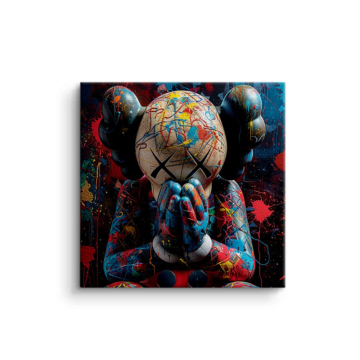 Colorful KAWS Inspired Figure Canvas Art