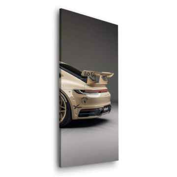 Białe auto z tylnym spojlerem inspirowane Porsche - obraz na dibondzie matowym