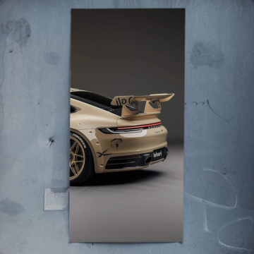 Weißer Heckflügel inspiriert von Porsche - Poster