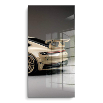 Porsche Inspired White Rear Wing PVC Gloss Art