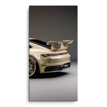 Weißer Heckflügel inspiriert von Porsche - PVC-Bild matt