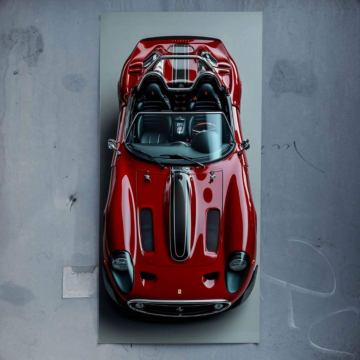 Czerwony supersamochód inspirowany Ferrari - plakat