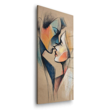 Cubist Kiss Sketch Acrylic Glass Art