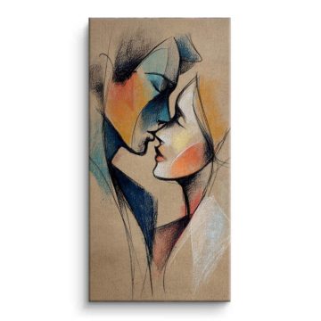 Cubist Kiss Sketch Canvas Art