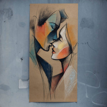 Cubist Kiss Sketch Poster Art