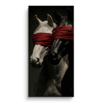 Blindfolded Horses Love War Canvas Art