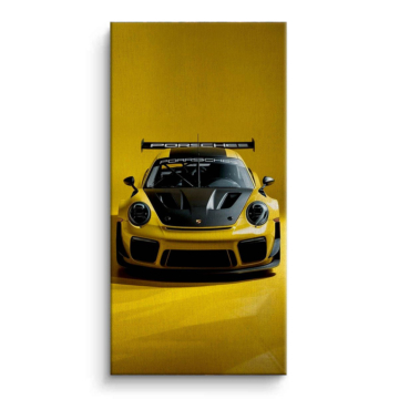 Porsche Inspired Yellow Track Car Canvas Art