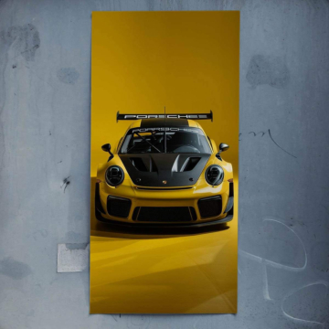 Gelbes Rennstreckenauto inspiriert von Porsche - Poster