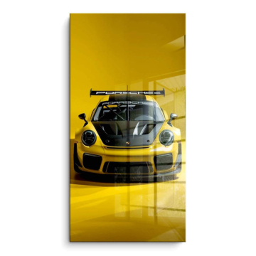 Porsche Inspired Yellow Track Car PVC Gloss Art