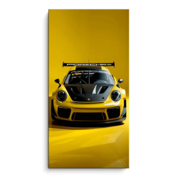 Gelbes Rennstreckenauto inspiriert von Porsche - PVC-Bild matt