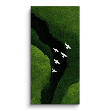 White Birds Green Hills Canvas Art