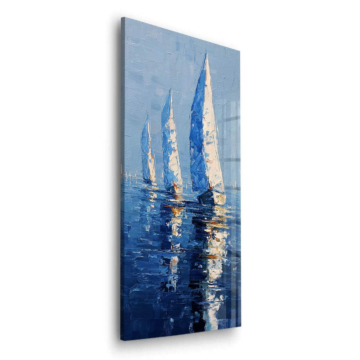 Blue Sailboats Painting Acrylic Glass Art