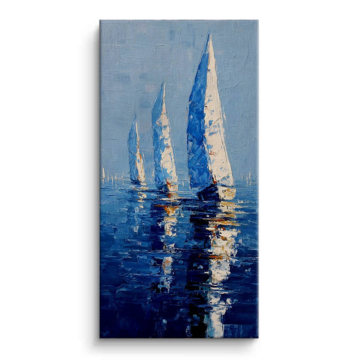Blue Sailboats Painting Canvas Art
