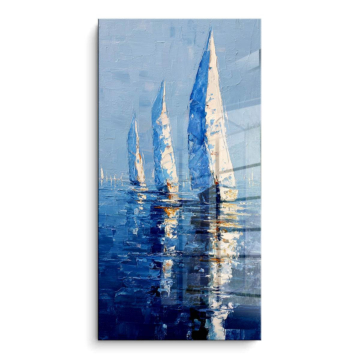 Blau Sailboats Farbin - PVC-Bild glänzend