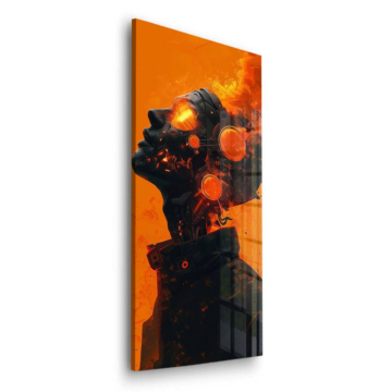 Oranger Cyber-Soldat - Acrylglasbild