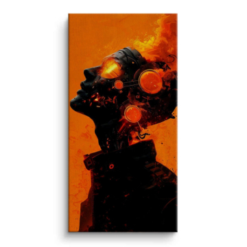 Orange Cyber Soldier Canvas Art