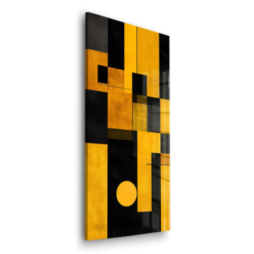 Jaune géométrique fields - tableau en verre acrylique