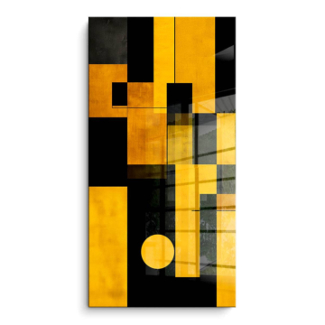 Jaune géométrique fields - tableau PVC brillant