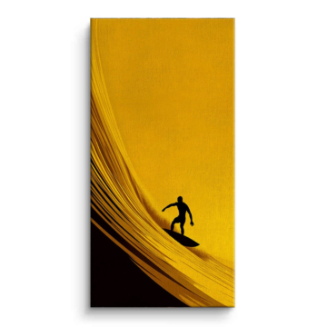 Golden Surfer Wave Canvas Art