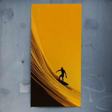 Golden Surfer Wave Poster Art