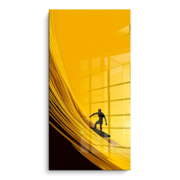Surfista dorado sobre ola - cuadro PVC brillante