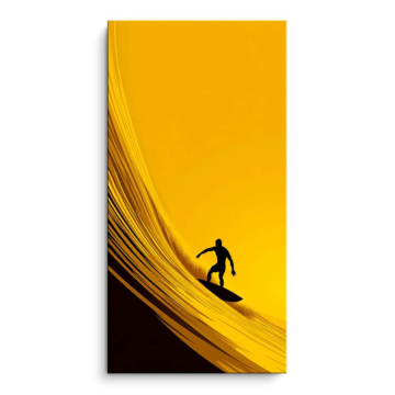 Goldener Surfer auf der Welle - PVC-Bild matt