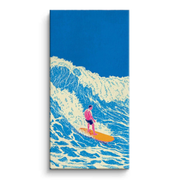 Surfista azul sobre ola - cuadro en lienzo