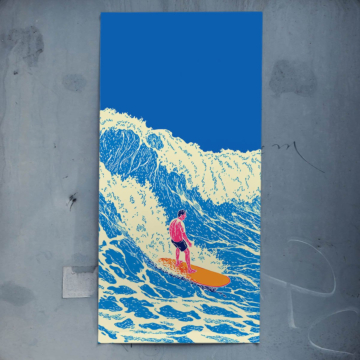 Blue Surfer Wave Poster Art