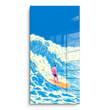 Surfista azul sobre ola - cuadro PVC brillante