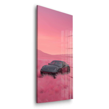 Pink Field Sports Car Acrylic Glass Art