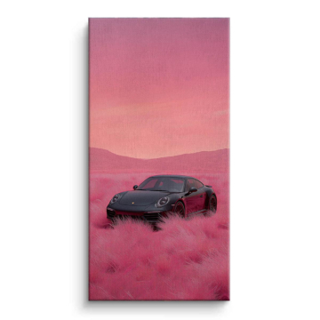 Pink Field Sports Car Canvas Art
