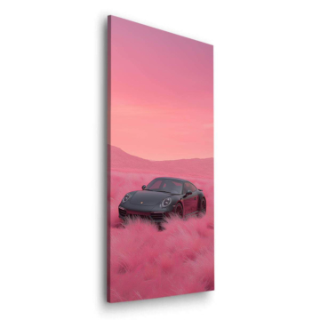 Pink Field Sports Car Dibond Matt Art
