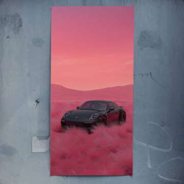 Pink Field Sports Car Poster Art