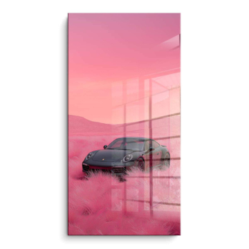 Pink Field Sports Car PVC Gloss Art